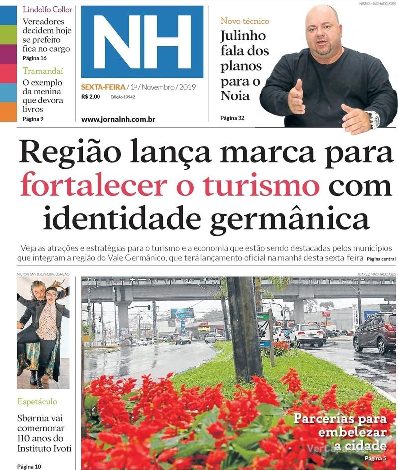 Capa do jornal Jornal NH 01/11/2019