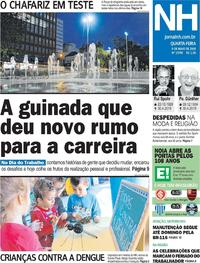 Capa do jornal Jornal NH 01/05/2019