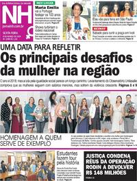 Capa do jornal Jornal NH 08/03/2019