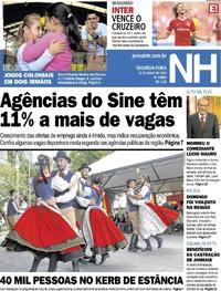 Capa do jornal Jornal NH 13/05/2019