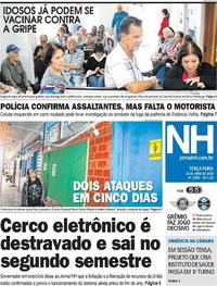 Capa do jornal Jornal NH 23/04/2019