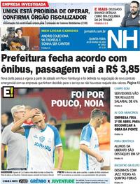 Capa do jornal Jornal NH 28/03/2019
