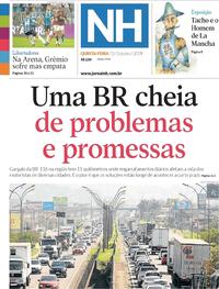 Capa do jornal Jornal NH 03/10/2019