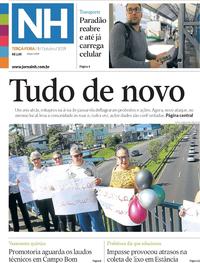 Capa do jornal Jornal NH 08/10/2019