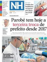 Capa do jornal Jornal NH 10/12/2019