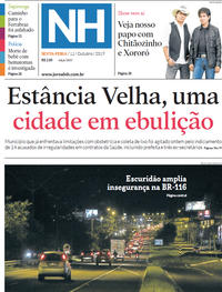 Capa do jornal Jornal NH 11/10/2019