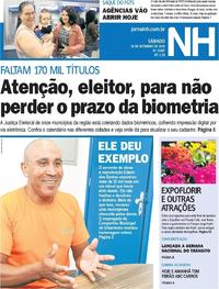 Capa do jornal Jornal NH 14/09/2019