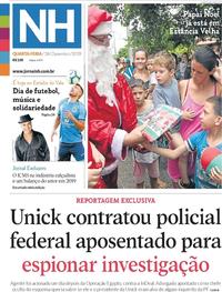 Capa do jornal Jornal NH 18/12/2019