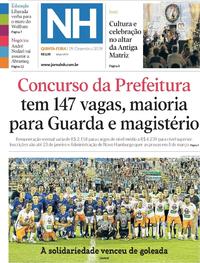 Capa do jornal Jornal NH 19/12/2019