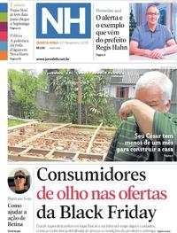 Capa do jornal Jornal NH 27/11/2019