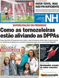 Capa do jornal Jornal NH 29/08/2019