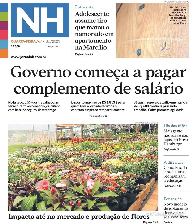 Capa do jornal Jornal NH 06/05/2020
