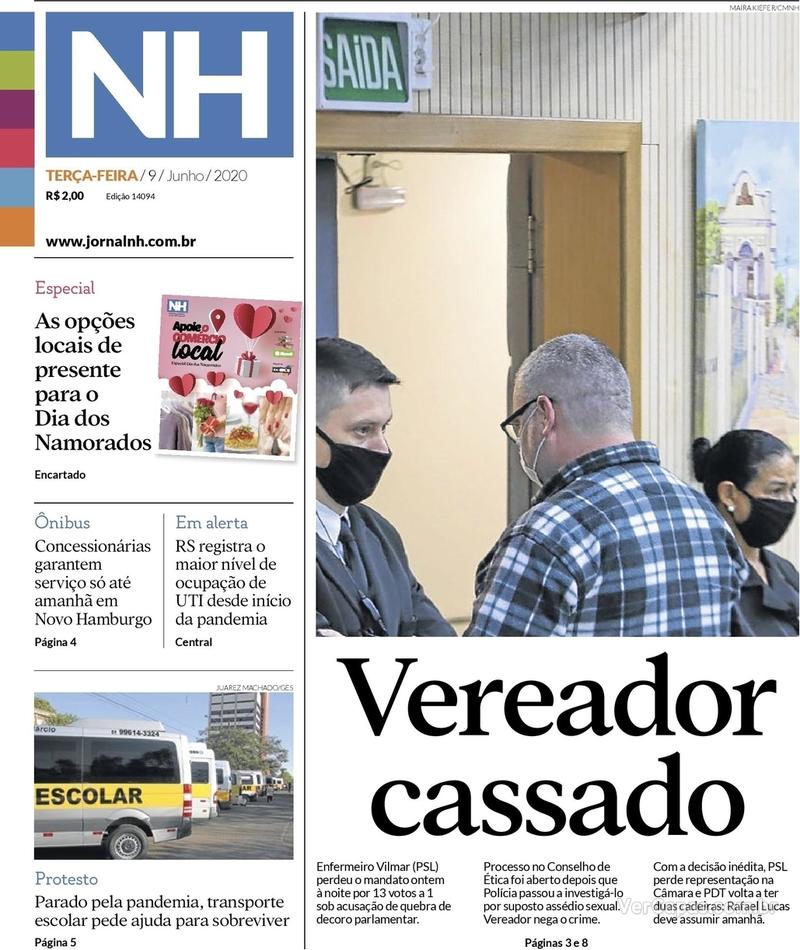 Capa do jornal Jornal NH 09/06/2020