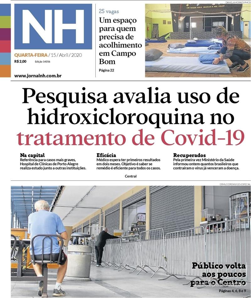 Capa do jornal Jornal NH 15/04/2020