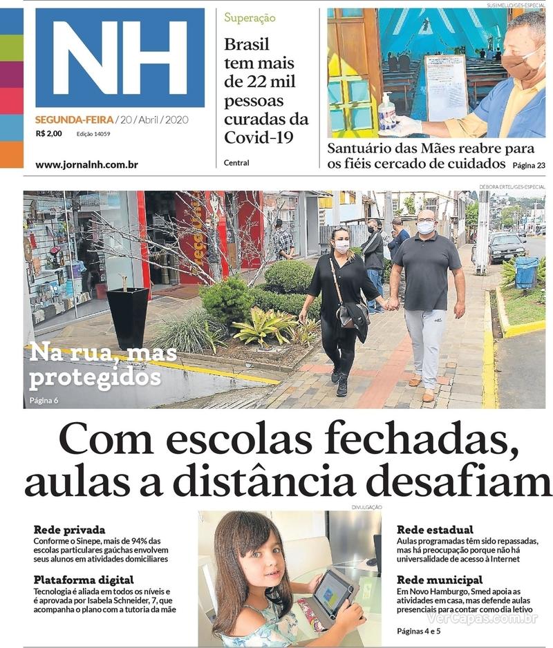 Capa do jornal Jornal NH 20/04/2020