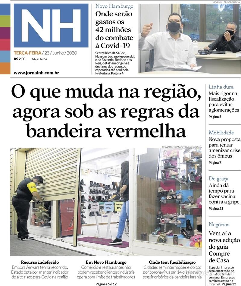 Capa do jornal Jornal NH 23/06/2020
