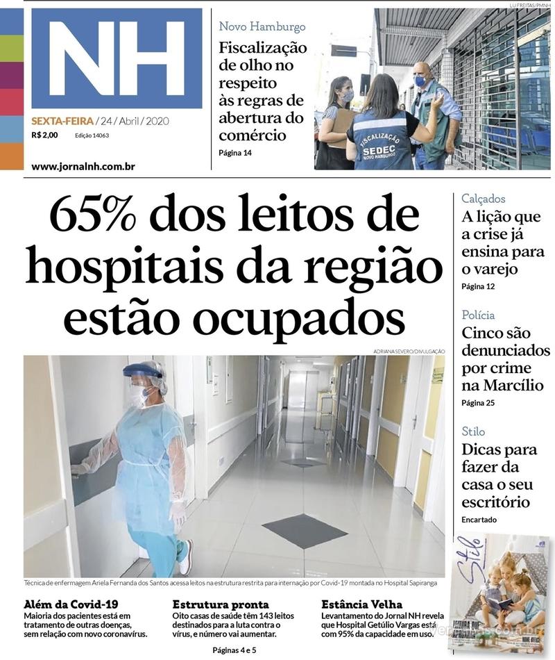 Capa do jornal Jornal NH 24/04/2020