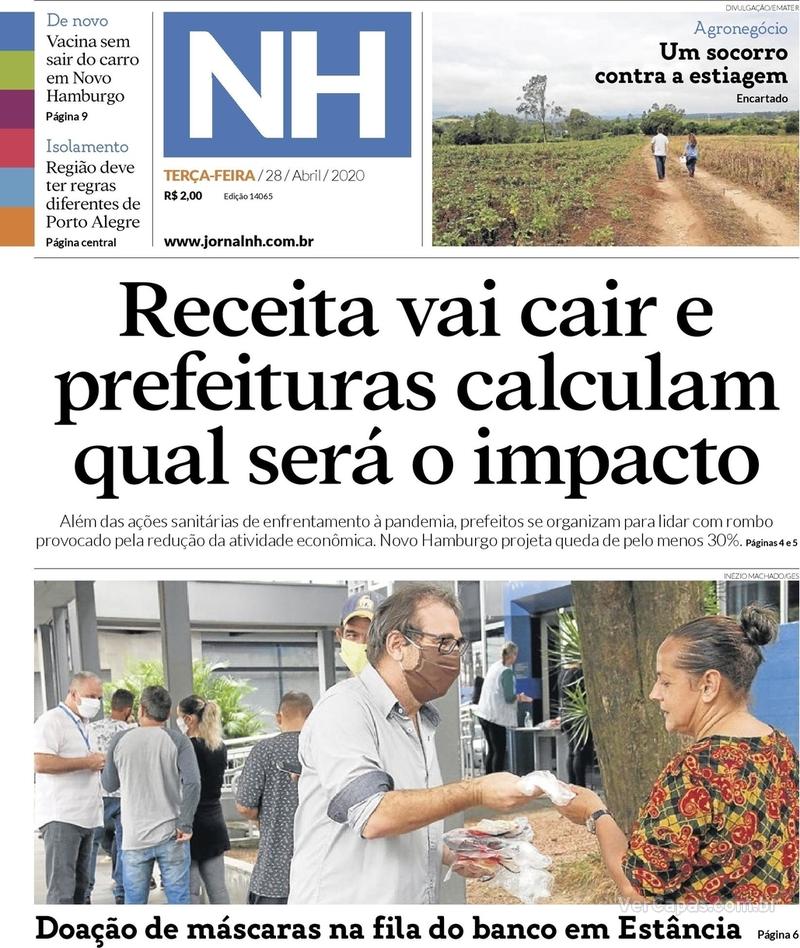 Capa do jornal Jornal NH 28/04/2020
