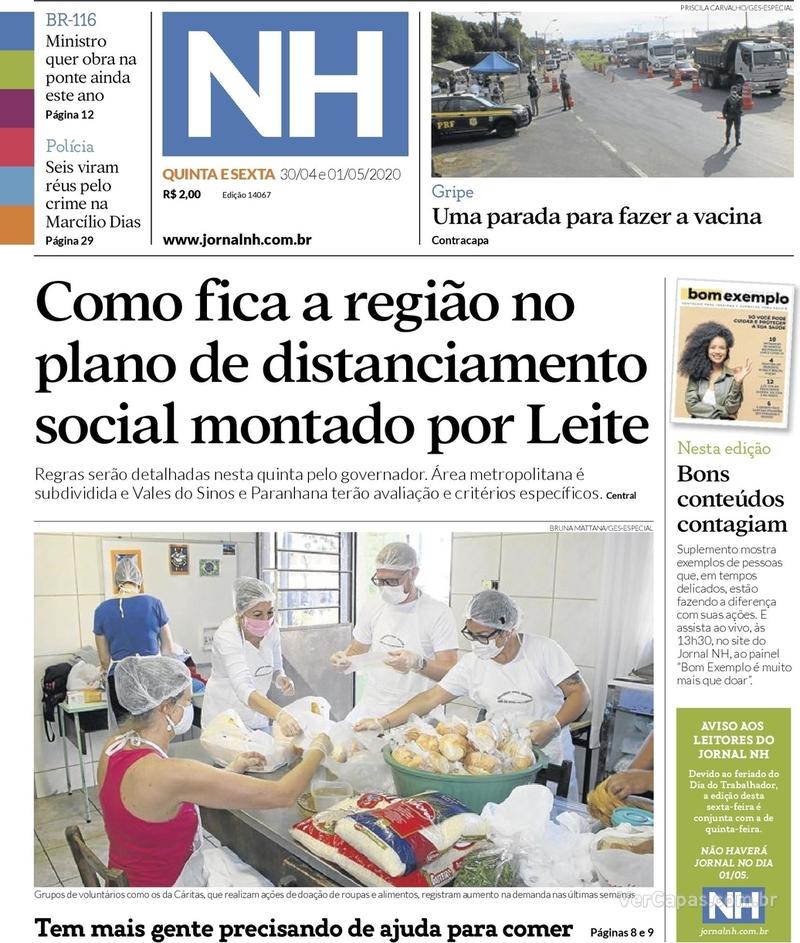 Capa do jornal Jornal NH 30/04/2020