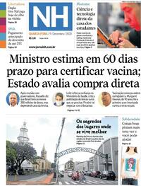 Capa do jornal Jornal NH 09/12/2020