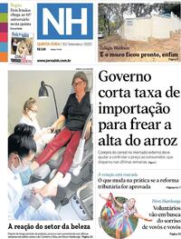 Capa do jornal Jornal NH 10/09/2020