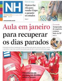 Capa do jornal Jornal NH 13/01/2020