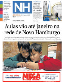 Capa do jornal Jornal NH 13/08/2020