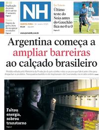 Capa do jornal Jornal NH 16/01/2020