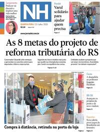 Capa do jornal Jornal NH 16/07/2020