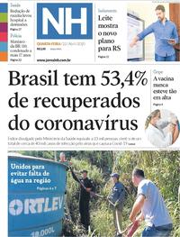 Capa do jornal Jornal NH 22/04/2020