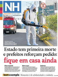Capa do jornal Jornal NH 26/03/2020