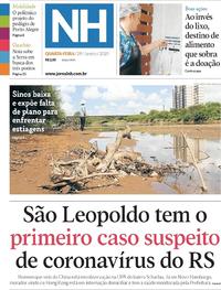 Capa do jornal Jornal NH 29/01/2020