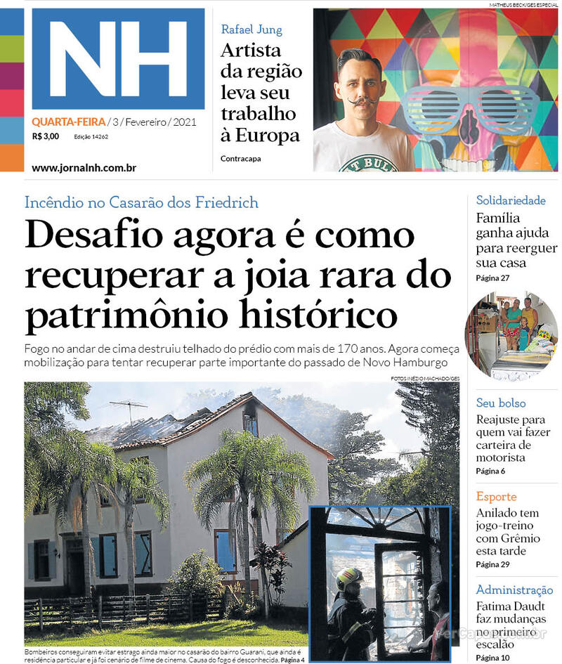 Capa do jornal Jornal NH 03/02/2021