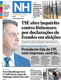 Capa do jornal Jornal NH 03/08/2021