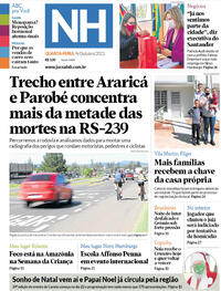 Capa do jornal Jornal NH 06/10/2021