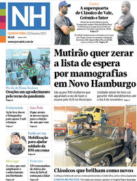 Capa do jornal Jornal NH 13/10/2021