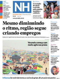 Capa do jornal Jornal NH 27/12/2021