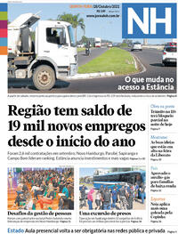 Capa do jornal Jornal NH 28/10/2021