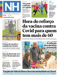 Capa do jornal Jornal NH 29/09/2021
