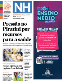 Capa do jornal Jornal NH 30/08/2021