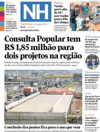 Capa do jornal Jornal NH 11/10/2022