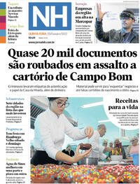 Capa do jornal Jornal NH 20/10/2022