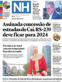 Capa do jornal Jornal NH 23/12/2022
