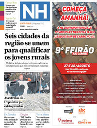 Capa do jornal Jornal NH 26/08/2022