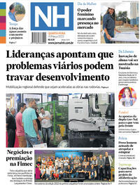 Capa do jornal Jornal NH 08/03/2023
