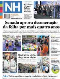 Capa do jornal Jornal NH 26/10/2023