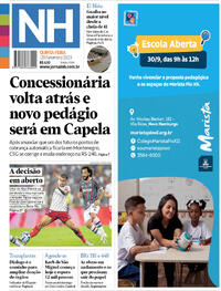 Capa do jornal Jornal NH 28/09/2023