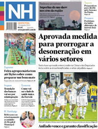 Capa do jornal Jornal NH 31/08/2023