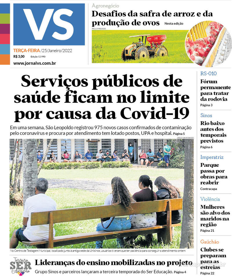 Capa do jornal Jornal VS 25/01/2022