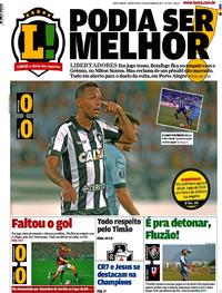 Capa do jornal Lance - Rio de Janeiro 14/09/2017